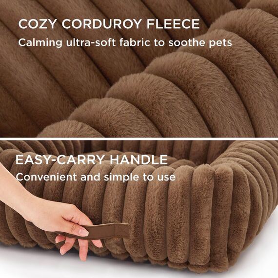 BEDSURE waschbares Hundebett für große Hunde - 91x68x20cm weicher orthopädischer Hundekorb mit bequemem Fleece-Bezug, rutschfestes Hundebett mit hohem Rand in braun