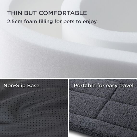 BEDSURE waschbar Hundematte Mittelgroße Hunde - 74x46 cm Hundekissen mittelgroße Hunde mit hochdichter Schaumstofffüllung, Sherpa-Plüsch waschbar Hundematratze, dunkelgrau