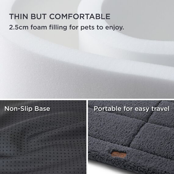 BEDSURE waschbar Hundematte Große Hunde - 121x76 cm Hundekissen waschbar für Grosse Hunde, Sherpa-Plüsch Hundebett XXL mit hochdichter Schaumstofffüllung, dunkelgrau