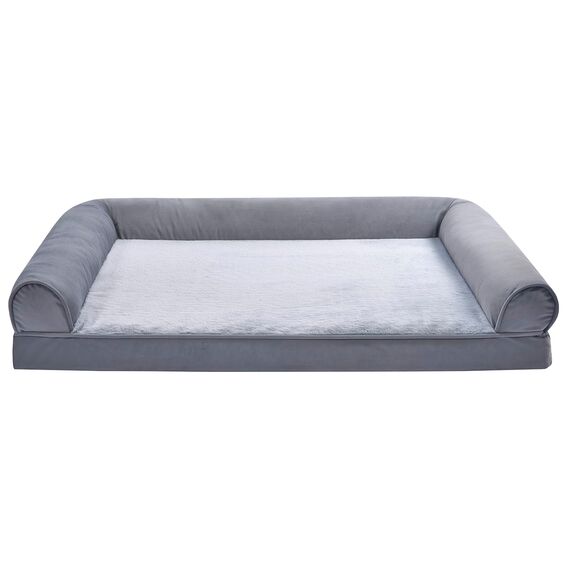 Amazon Basics Couchbett aus Schaumstoff für Hunde und Haustiere mit abnehmbarem Bezug, Grau, 112 x 89 x 20 cm (L x W x H)