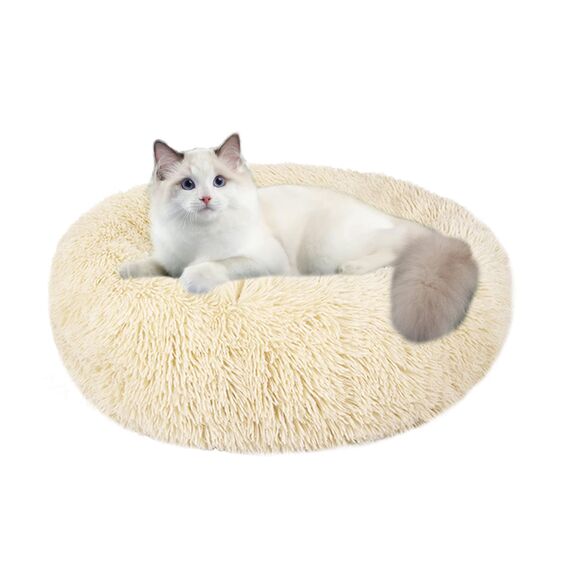 Nisrada Katzenbetten für Indoor-Katzen, 60cm Hundebett für kleine Melium große Hunde, waschbares, rundes Haustierbett für Welpen und Kätzchen mit Rutschfester Unterseite