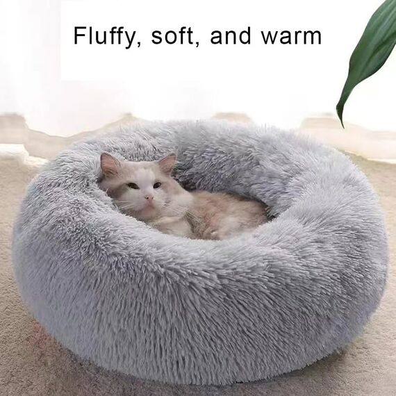 Nisrada Katzenbetten für Indoor-Katzen, 60cm Hundebett für kleine Melium große Hunde, waschbares, rundes Haustierbett für Welpen und Kätzchen mit Rutschfester Unterseite
