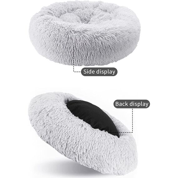 Nisrada Hundebett für kleine, mittelgroße und große Hunde, 70cm, waschbar, rund, gemütlich, weich, Haustierbett für Welpen und Kätzchen, mit Rutschfester Unterseite
