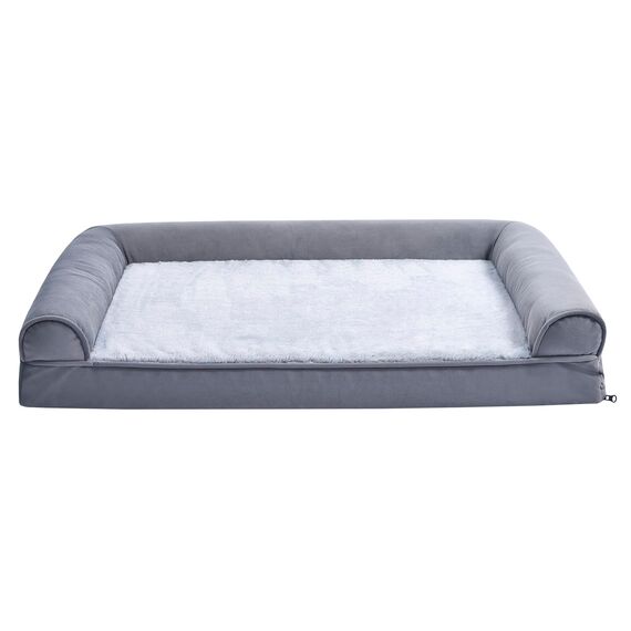 Amazon Basics Couchbett aus Schaumstoff für Hunde und Haustiere mit abnehmbarem Bezug, Grau, 91 x 69 x 17 cm (L x W x H)
