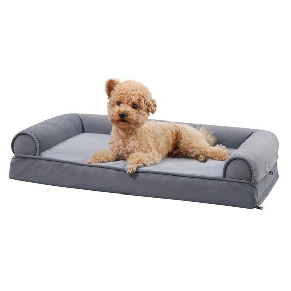 Amazon Basics Couchbett aus Schaumstoff für Hunde und Haustiere mit abnehmbarem Bezug, Grau, 76 x 51 x 16 cm (L x W x H)