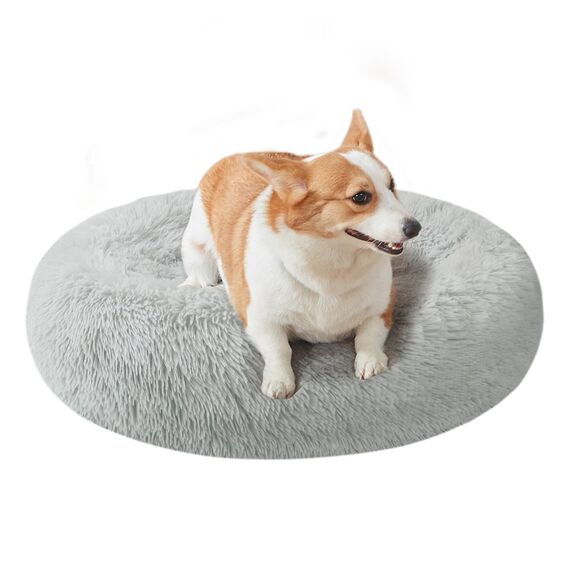 Nisrada Hundebett für kleine, mittelgroße und große Hunde, 70cm, waschbar, rund, gemütlich, weich, Haustierbett für Welpen und Kätzchen, mit Rutschfester Unterseite