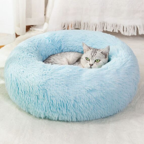 Nisrada Katzenbetten für Indoor-Katzen, 60cm Hundebett für kleine Melium große Hunde, waschbares, rundes Haustierbett für Welpen und Kätzchen mit Rutschfester Unterseite