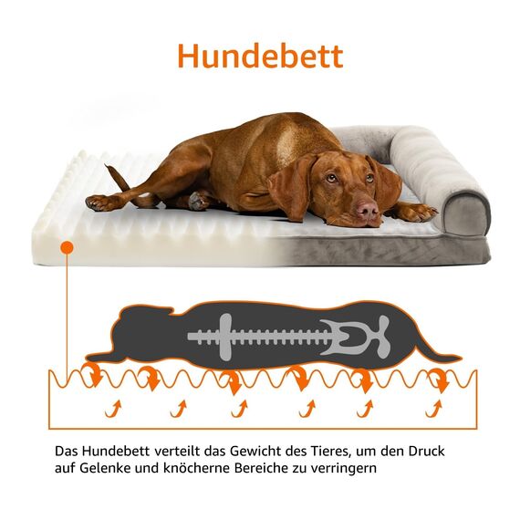 Amazon Basics XL Hundebett/Sofa in U-Form aus Schaumstoff, mit abnehmbarem, waschbarem Bezug, Taupe, 112 x 89 x 20 cm (L x W x H)