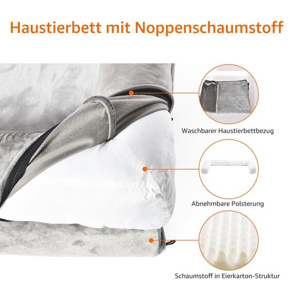 Amazon Basics XL Hundebett/Sofa in U-Form aus Schaumstoff, mit abnehmbarem, waschbarem Bezug, Taupe, 112 x 89 x 20 cm (L x W x H)