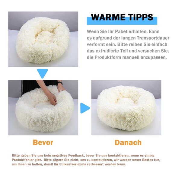 Hundebett Katzenbett Flauschig Rund aus Plüsch - Donut Kuscheliges Hundekissen Hundekorb Waschbar M/L/XL/XXL/3XL für Mittelgroße und Große Hunde, Katzen und Andere Haustiere (3XL-100cm, Dunkelgrau)