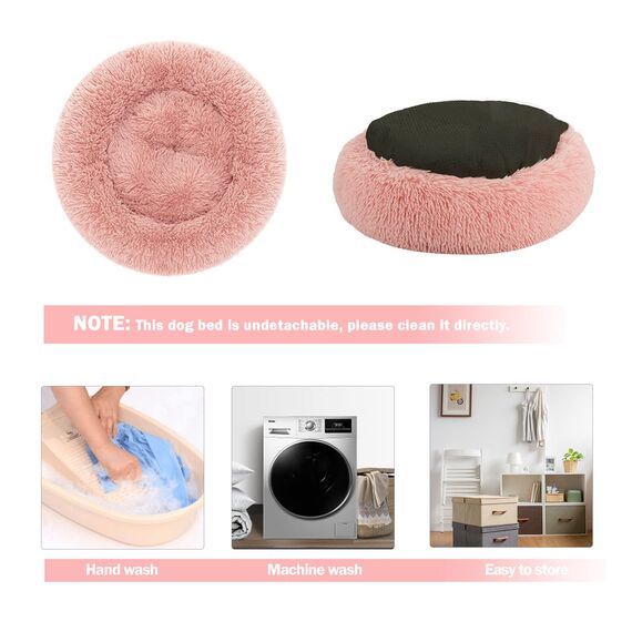 Hundebett Katzenbett Flauschig Rund aus Plüsch - Donut Kuscheliges Hundekissen Hundekorb Waschbar S/M/L/XL/XXL für Kleine, Mittelgroße und Große Hunde, Katzen und Andere Haustiere (XXL-80cm, Rosa)