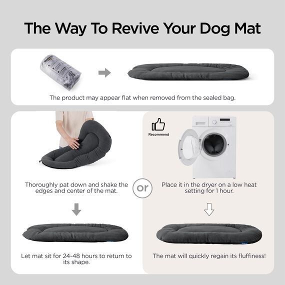 BEDSURE waschbar Hundekissen für Grosse Hunde - dünne Hundebette mittelgroße und Grosse Hunde, weiche und Bequeme Hundematte mit Rutschfester Unterseite- 104x69 cm,Dunkelgrau