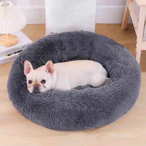 Nisrada Katzenbetten für Indoor-Katzen, 60cm Hundebett für kleine Melium große Hunde, waschbares, rundes Haustierbett für Welpen und Kätzchen mit Rutschfester Unterseite