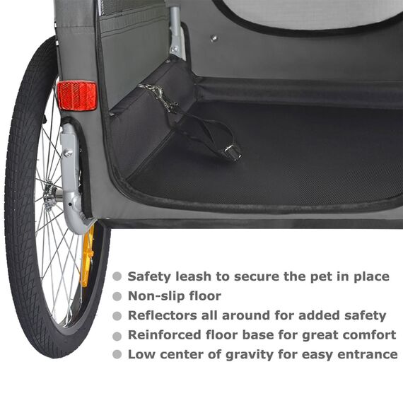 DOGGYHUT® Premium XL 2 in 1 Hundefahrradanhänger & Jogger 23-45 kg Fahrradanhänger für Hunde Hundeanhänger für Fahrrad 80106 (GRAU)