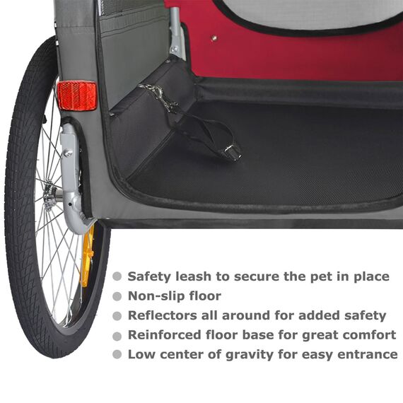 DOGGYHUT® Premium XL 2 in 1 Hundefahrradanhänger & Jogger 23-45 kg Fahrradanhänger für Hunde Hundeanhänger für Fahrrad 80106 (ROT)