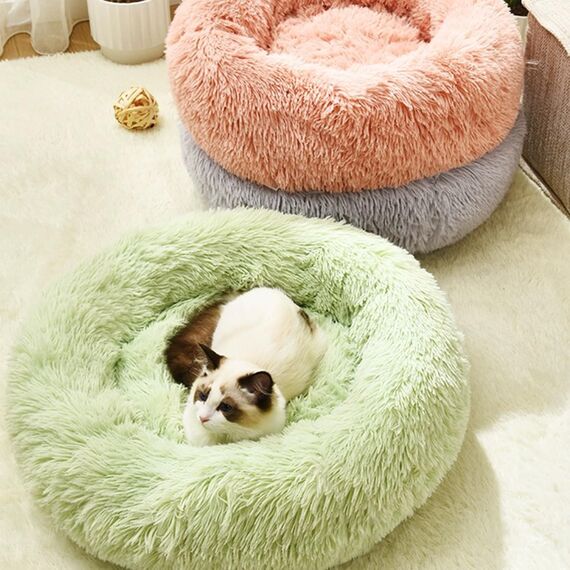 Nisrada Katzenbetten für Indoor-Katzen, 50cm, Hundebett für kleine Melium-große Hunde, waschbares, rundes Haustierbett für Welpen und Kätzchen, mit Rutschfester Unterseite