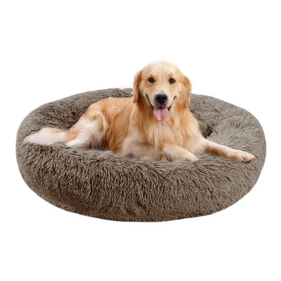 Nisrada Hundebett für kleine, mittelgroße und große Hunde, 70cm, waschbar, rund, gemütlich, weich, Haustierbett für Welpen und Kätzchen, mit Rutschfester Unterseite