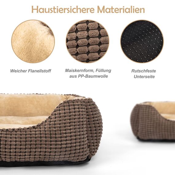 JOEJOY Hundebett Mittelgroße Hunde, Hundekorb Waschbar Flauschig, rutschfeste Plüsch Hundebetten, 76x61x23cm, Hundekörbchen für Mittelgroße und Große Katzen und Hunde