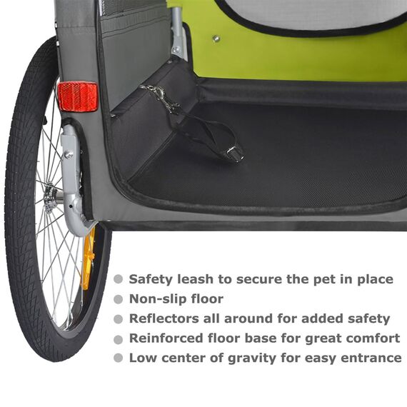 DOGGYHUT® Premium XL 2 in 1 Hundefahrradanhänger & Jogger 23-45 kg Fahrradanhänger für Hunde Hundeanhänger für Fahrrad Jogger 80106 (GRÜN Lemon)
