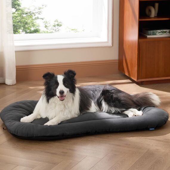 BEDSURE waschbar Hundekissen für Grosse Hunde - dünne Hundebette mittelgroße und Grosse Hunde, weiche und Bequeme Hundematte mit Rutschfester Unterseite- 104x69 cm,Dunkelgrau