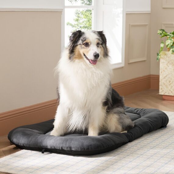BEDSURE waschbar Hundekissen für Grosse Hunde - dünne Hundebette Grosse Hunde, Weiche und Bequeme Hundematte mit Rutschfester Unterseite- 120x74 cm, Dunkelgrau
