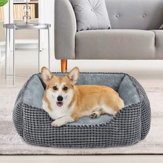 JOEJOY Hundebett Mittelgroße Hunde, Hundekorb Waschbar Flauschig, rutschfeste Plüsch Hundekörbchen, 63x53x20cm, Hundebetten für Kleine und Mittelgroße Hunde und Katzen