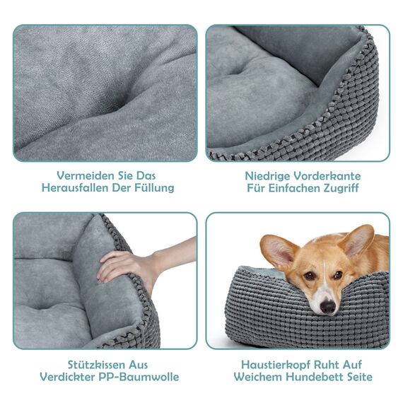 JOEJOY Hundebett Kleine Hunde, Hundekorb Waschbar Flauschig, rutschfeste Hundebetten Weiche Plüsch, 51x48x15cm, Hundekörbchen für Kleine Hunde und Katzen