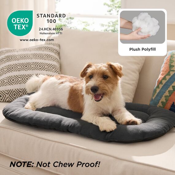 BEDSURE waschbar Hundekissen für mittelgroße Hunde - dünne Hundebette kleine und mittelgroße Hunde, weiche und Bequeme Hundematte mit Rutschfester Unterseite- 74x46 cm,Dunkelgrau