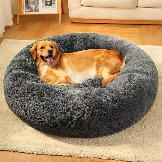 Nisrada Hundebett für kleine, mittelgroße und große Hunde, 70cm, waschbar, rund, gemütlich, weich, Haustierbett für Welpen und Kätzchen, mit Rutschfester Unterseite