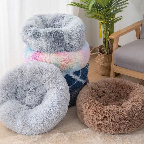 Nisrada Katzenbetten für Indoor-Katzen, 60cm Hundebett für kleine Melium große Hunde, waschbares, rundes Haustierbett für Welpen und Kätzchen mit Rutschfester Unterseite