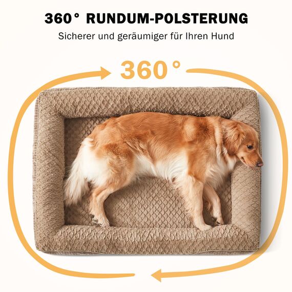 FURTIME Orthopädisches Hundebett Mittelgroße Hunde, Memory Foam Hundekorb Grosse Hunde, Abnehmbar und Waschbar, rutschfeste Hundekörbchen, Hohem Rand Hundesofa, Braun, 89 x 64 x 18cm