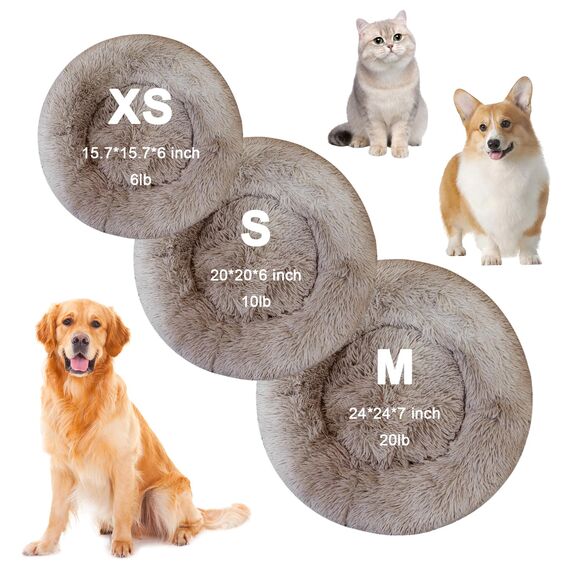 Nisrada Katzenbetten für Indoor-Katzen, 60cm Hundebett für kleine Melium große Hunde, waschbares, rundes Haustierbett für Welpen und Kätzchen mit Rutschfester Unterseite