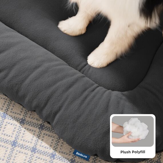 BEDSURE waschbar Hundekissen für mittelgroße Hunde - dünne Hundebette kleine und mittelgroße Hunde, weiche und Bequeme Hundematte mit Rutschfester Unterseite- 74x46 cm,Dunkelgrau