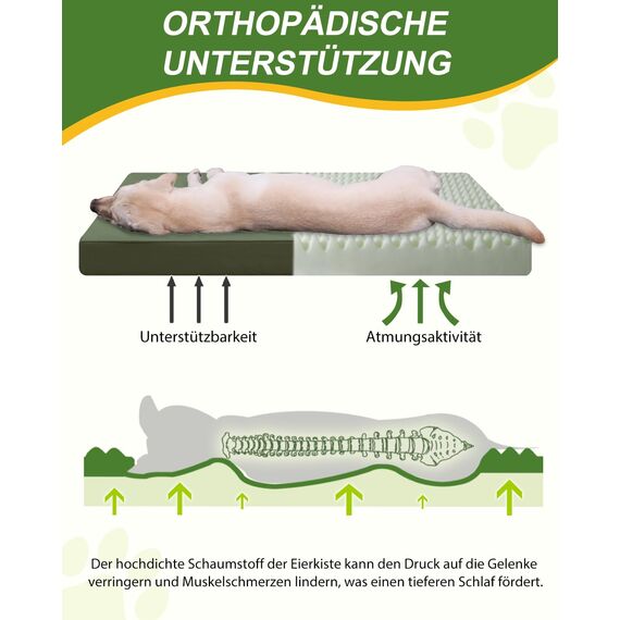 Favodormir Orthopädisches Hundebett Grosse Hunde 104x68cm,Abnehmbare Wassericht Kunstleder-Hülle Hundekissen Hundematratze für große Hunde,Komfortable & Kühlende Für Innen- Und Außenbereich,Grün