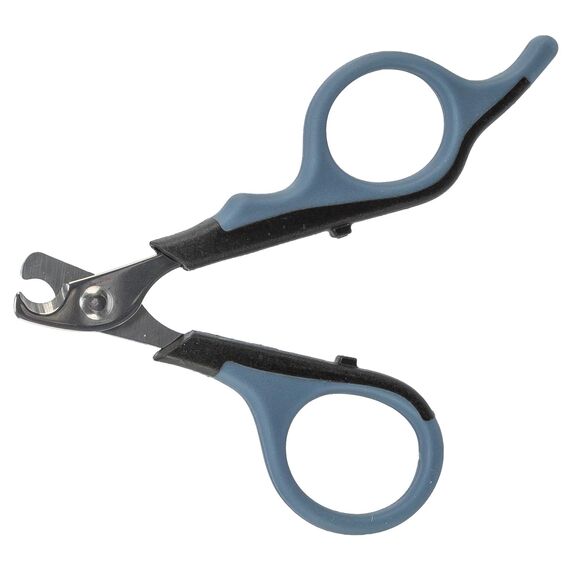 TRIXIE Krallenschere für kleine Hunde, Katzen, Kleintiere und Vögel - Edelstahl - gummierter Griff - 8 cm - schwarz/blau - 2373