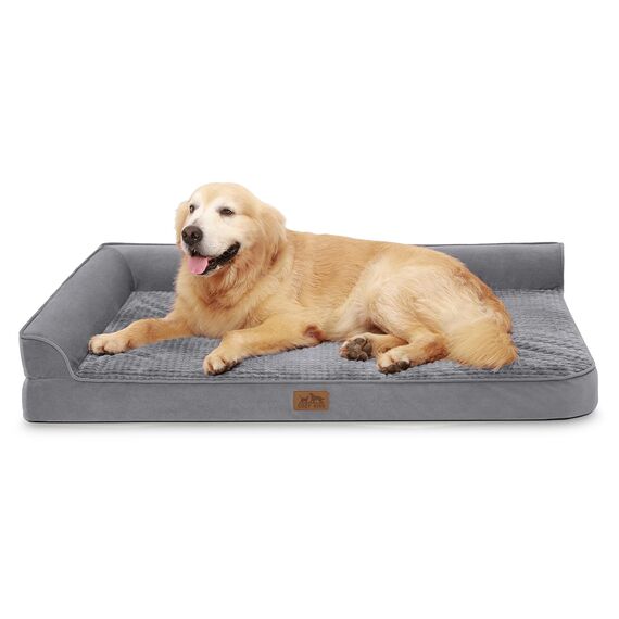 COZY KISS Orthopädisches Hundebett, 19cmDicke Hundesofa fur MittelgroBe Hunde.Abnehmbar und Waschbar Hundecouch,rutschfeste Unterseite, Wasserdichtes Innenfutter(Gris-L-Type,XL(122 * 81 * 19CM))