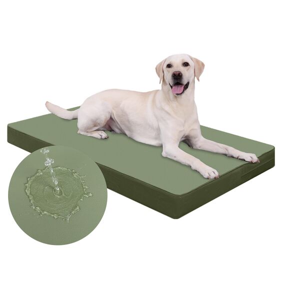 Favodormir Orthopädisches Hundebett Grosse Hunde 104x68cm,Abnehmbare Wassericht Kunstleder-Hülle Hundekissen Hundematratze für große Hunde,Komfortable & Kühlende Für Innen- Und Außenbereich,Grün