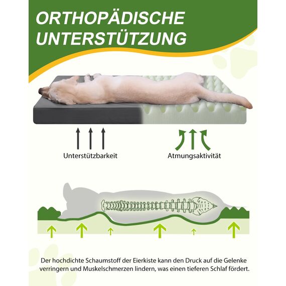 Favodormir Orthopädisches Hundebett Grosse Hunde 88x55cm,Abnehmbare Wassericht Kunstleder-Hülle Hundekissen Hundematratze für große Hunde,Komfortable & Kühlende Für Innen- Und Außenbereich, Grau