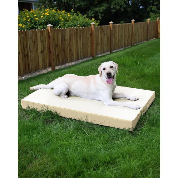 Favodormir Orthopädisches Hundebett Grosse Hunde 88x55cm,Beige Abnehmbare Wassericht Kunstleder-Hülle Hundekissen Hundematratze für Große Hunde,Komfortable & Kühlende für Innen- Und Außenbereich