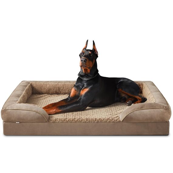 JOEJOY XXL Orthopädisches Hundebett, XXL waschbares Katzenbett Hundekissen mit Wabenstruktur und abnehmbarem wasserdichte Fütterung Schaumstoff hundebett orthopädisch Braun