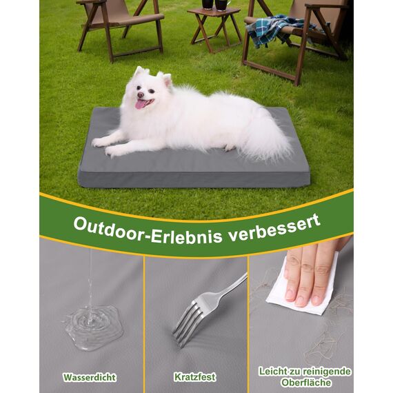 Favodormir Orthopädisches Hundebett Hunde 73x45cm,Abnehmbare Wassericht Kunstleder-Hülle Hundekissen Hundematratze für Hunde,Komfortable & Kühlende Für Innen- Und Außenbereich,Grau