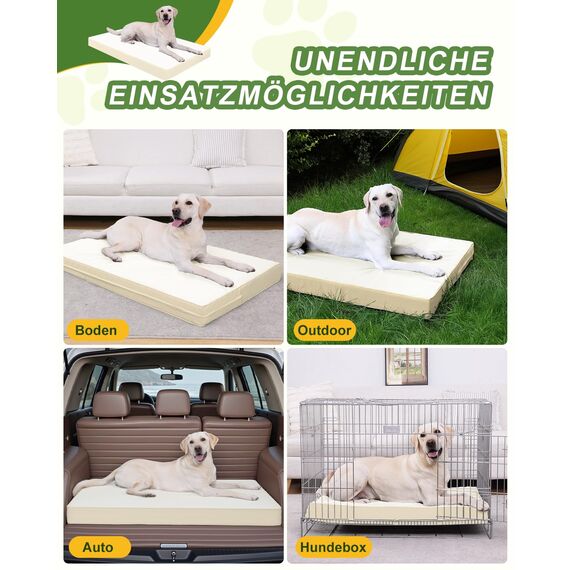 Favodormir Orthopädisches Hundebett Grosse Hunde 119x73cm,Beige Abnehmbare Wassericht Kunstleder-Hülle Hundekissen Hundematratze für Große Hunde,Komfortable & Kühlende für Innen- Und Außenbereich