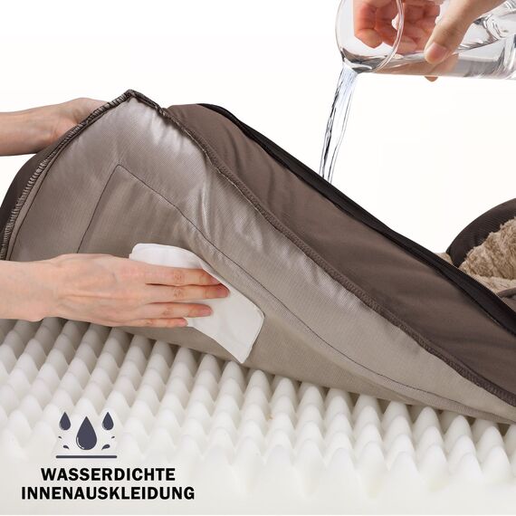 JOEJOY Orthopädisches Hundebett Mittelgroße Hunde,89x64x17cm, Memory Foam Hundekorb Waschbar und Wasserdicht, Eierkarton-Schaum Hundebett Orthopädisch, Abnehmbar Hundebett mit Hohem Rand, Dunkelbraun