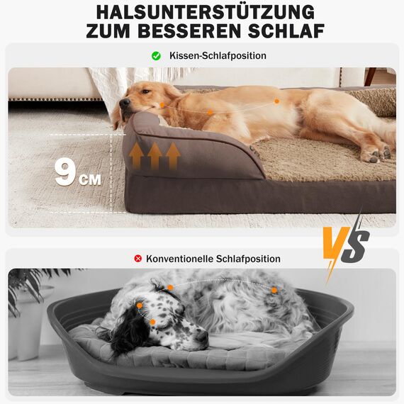 JOEJOY Orthopädisches Hundebett Mittelgroße Hunde,89x64x17cm, Memory Foam Hundekorb Waschbar und Wasserdicht, Eierkarton-Schaum Hundebett Orthopädisch, Abnehmbar Hundebett mit Hohem Rand, Dunkelbraun