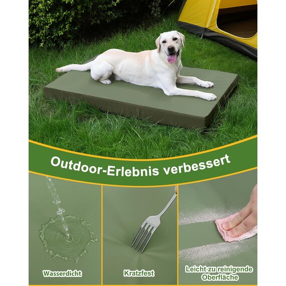 Favodormir Orthopädisches Hundebett Grosse Hunde 104x68cm,Abnehmbare Wassericht Kunstleder-Hülle Hundekissen Hundematratze für große Hunde,Komfortable & Kühlende Für Innen- Und Außenbereich,Grün