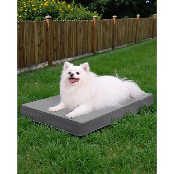 Favodormir Orthopädisches Hundebett Hunde 58x43cm,Abnehmbare Wassericht Kunstleder-Hülle Hundekissen Hundematratze für Hunde,Komfortable & Kühlende Für Innen- Und Außenbereich,Grau
