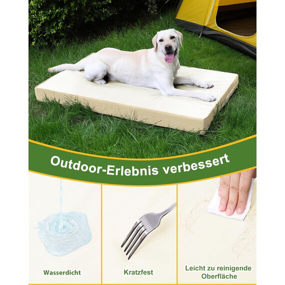 Favodormir Orthopädisches Hundebett Grosse Hunde 119x73cm,Beige Abnehmbare Wassericht Kunstleder-Hülle Hundekissen Hundematratze für Große Hunde,Komfortable & Kühlende für Innen- Und Außenbereich