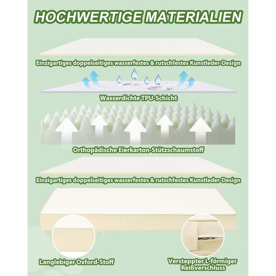 Favodormir Orthopädisches Hundebett Grosse Hunde 119x73cm,Beige Abnehmbare Wassericht Kunstleder-Hülle Hundekissen Hundematratze für Große Hunde,Komfortable & Kühlende für Innen- Und Außenbereich