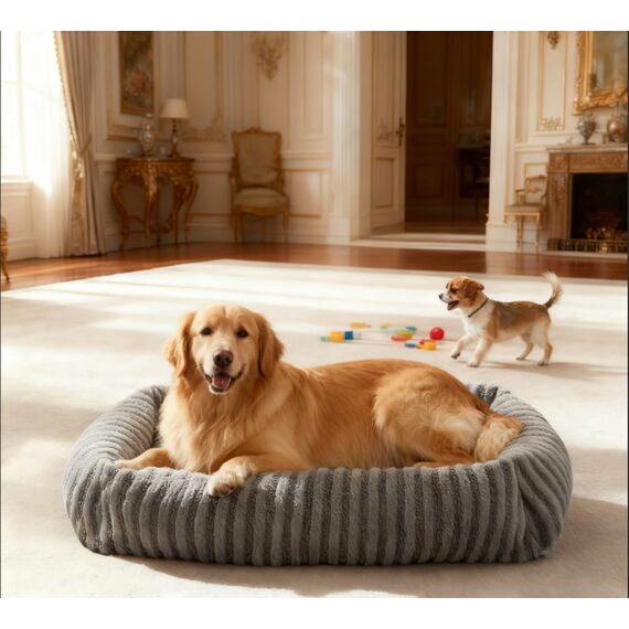 Pawk Hundebett große Hunde, Hundebett Waschbar abnehmbar mit Erhöhte Ränder, rutschfeste Hundekorb mit bequemem Kaninchenwolle-Bezug, 91 x 69 x 20 cm
