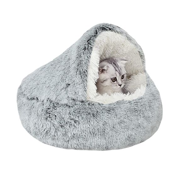 YAGE Beruhigendes Katzenbett,Flauschiges Plüsch-Kätzchenbett,waschbares Anti-Angst-Welpenbett,Haustierbett für kleine Hunde weicher Warmer Donut-Katzenschlafsack.No.: 015002802-0001(M-50cm)
